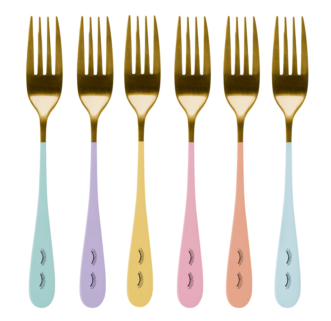 Set Of 6 Dessert Forks With Eyes