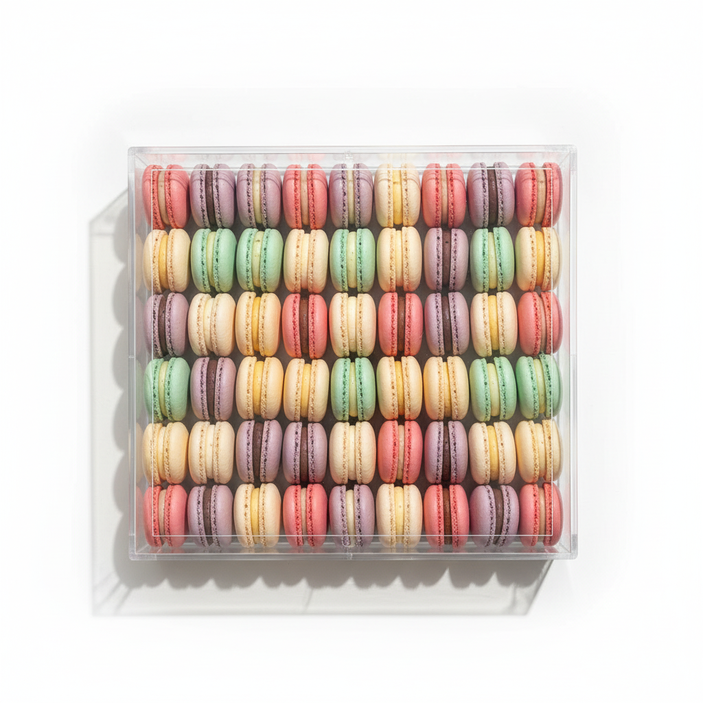 Party Box of 50 Macarons in Clear Case